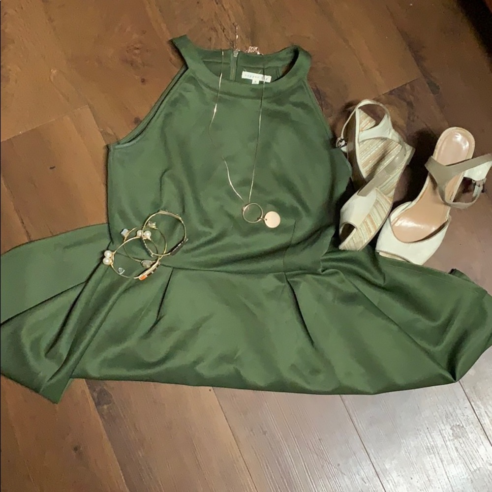 EUC Copper Key Army Green Skater Dress Medium